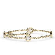 1 Carat Yellow Gold Round Cut Diamond Stationed Bracelet With Bezel Setting